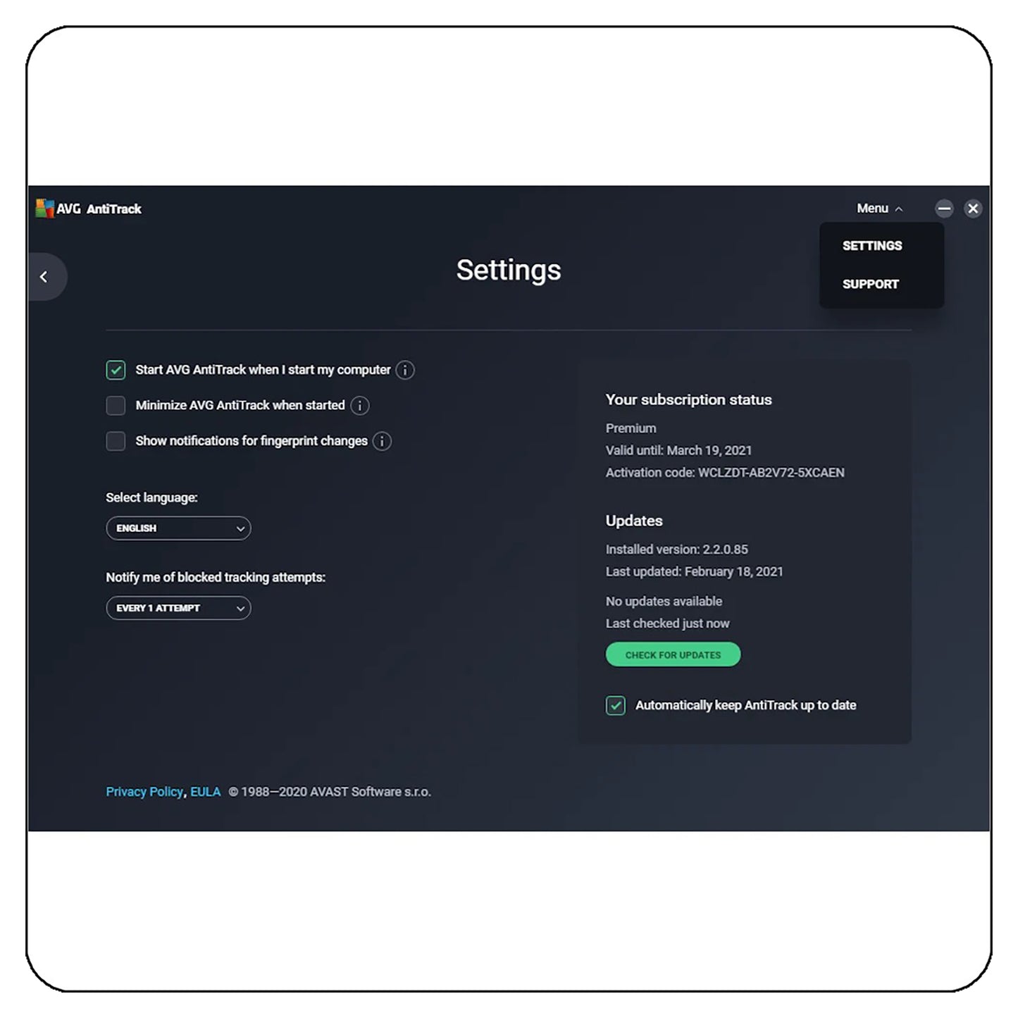 AVG AntiTrack, 3 Devices, 1 Year