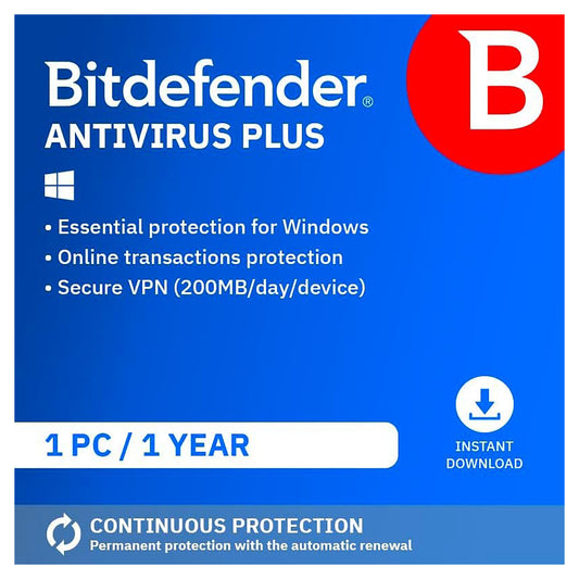 Bitdefender Antivirus Plus, 1 Device, 1 Year