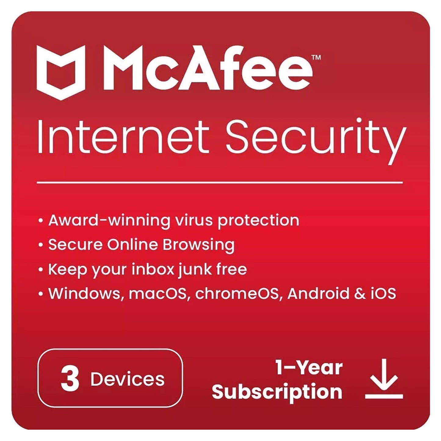 McAfee Internet Security, 3 Devices, 1 Year