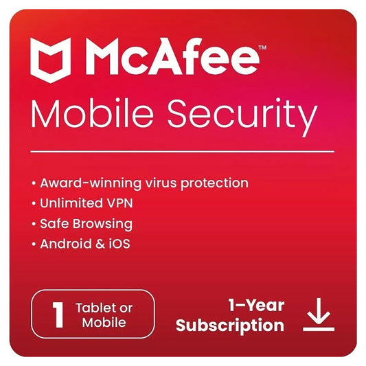 McAfee Mobile Security Plus VPN, 1 Device, 1 Year