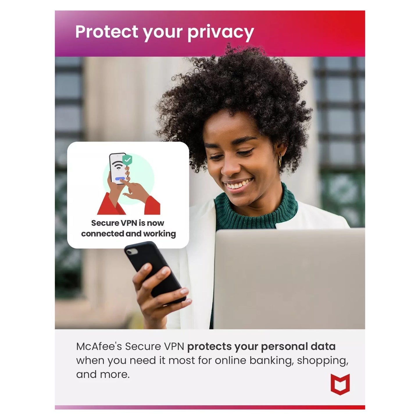 McAfee Safe Connect Premium VPN, 5 Devices, 1 Year