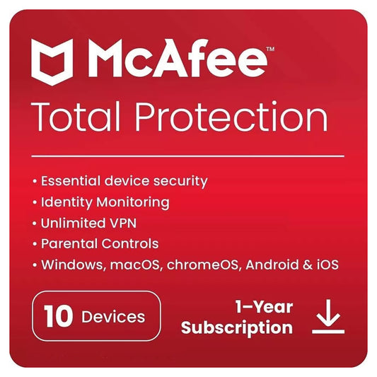 McAfee Total Protection, 10 Devices, 1 Year