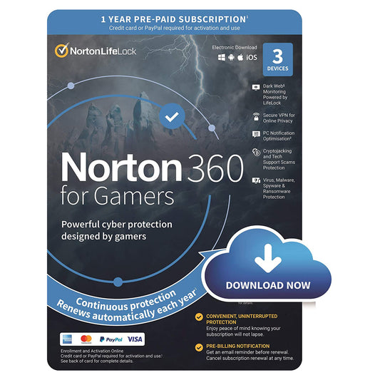 Norton 360 for Gamers, 3 Devices, 1 Year