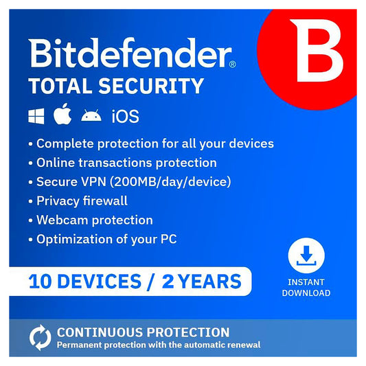 Bitdefender Total Security, 10 Devices, 2 Years