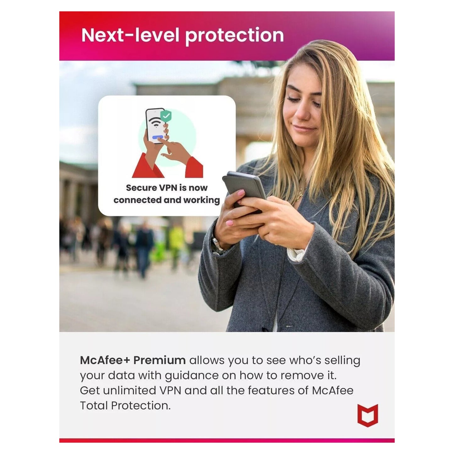 McAfee Mobile Security Plus VPN, 1 Device, 1 Year