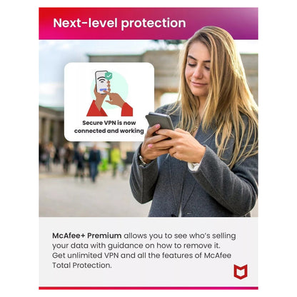 McAfee Mobile Security Plus VPN, 1 Device, 1 Year