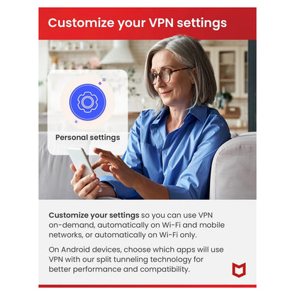 McAfee Safe Connect Premium VPN, 5 Devices, 1 Year