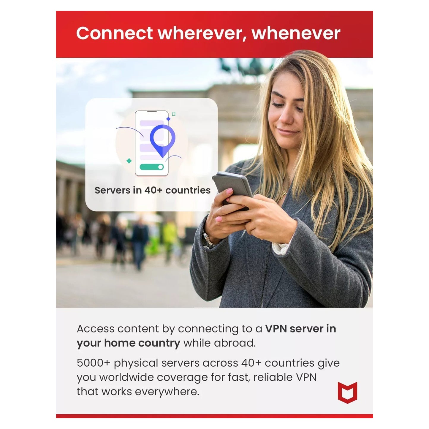 McAfee Safe Connect Premium VPN, 5 Devices, 1 Year
