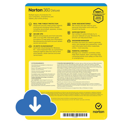 Norton 360 Deluxe, 3 Devices, 1 Year