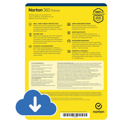 Norton 360 Deluxe, 5 Devices, 1 Year